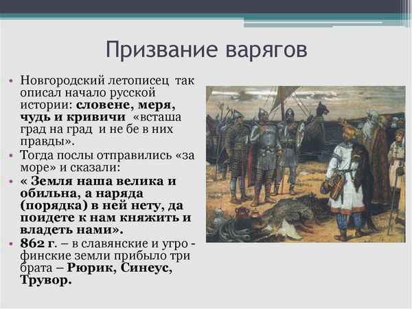 
    Урок на тему «Призвание варягов и начало русской государственности»

      